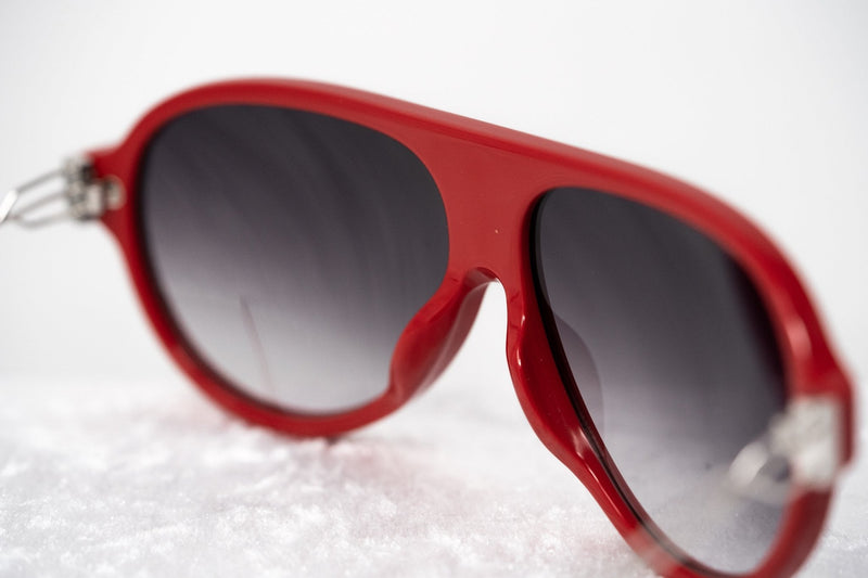 Prabal Gurung Sunglasses Unisex Aviator Red Acetate CAT 2 Grey Gradient Lenses PG16C4SUN - WatchPilot