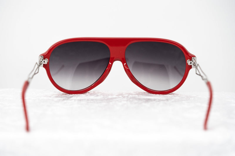 Prabal Gurung Sunglasses Unisex Aviator Red Acetate CAT 2 Grey Gradient Lenses PG16C4SUN - WatchPilot