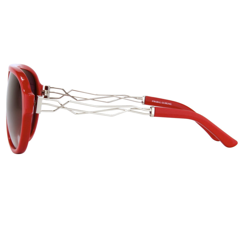 Prabal Gurung Sunglasses Unisex Aviator Red Acetate CAT 2 Grey Gradient Lenses PG16C4SUN - WatchPilot