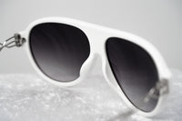 Prabal Gurung Sunglasses Unisex Aviator White Acetate CAT2 Grey Gradient Lenses PG16C3SUN - WatchPilot