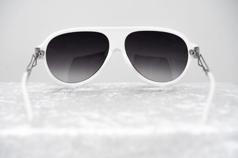 Prabal Gurung Sunglasses Unisex Aviator White Acetate CAT2 Grey Gradient Lenses PG16C3SUN - WatchPilot