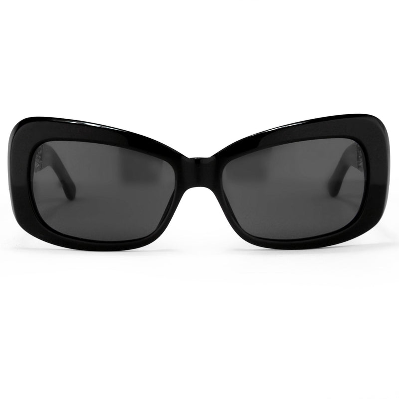 Prabal Gurung Sunglasses Women's Rectangle Black Acetate CAT3 Grey Lenses PG14C1SUN - WatchPilot