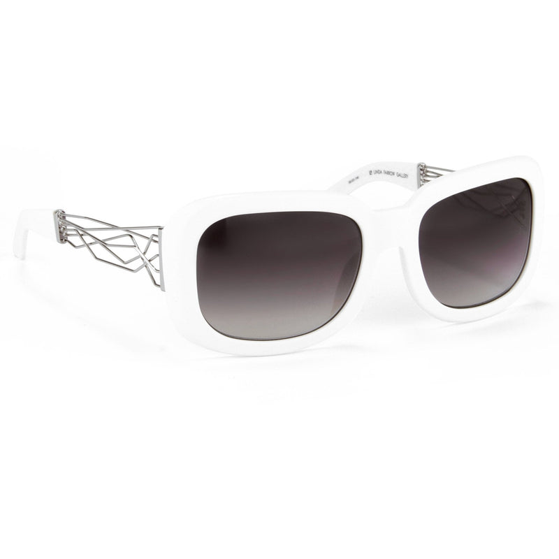 Prabal Gurung Sunglasses Women's Rectangle White Acetate CAT2 Grey Lenses PG13C3SUN - WatchPilot