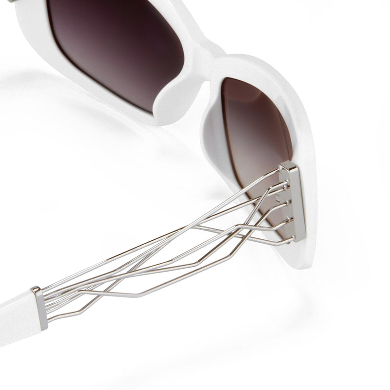 Prabal Gurung Sunglasses Women's Rectangle White Acetate CAT2 Grey Lenses PG14C3SUN - WatchPilot