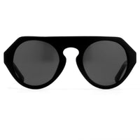 Prabal Gurung Sunglasses Women's Round Flat Top Black Acetate CAT3 Grey Lenses PG15C1SUN - WatchPilot