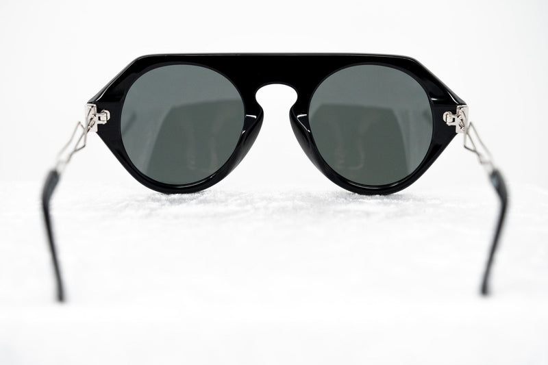 Prabal Gurung Sunglasses Women's Round Flat Top Black Acetate CAT3 Grey Lenses PG15C1SUN - WatchPilot