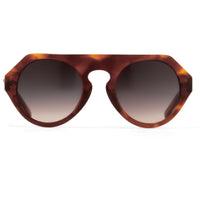 Prabal Gurung Sunglasses Women's Round Flat Top Tortoise Shell Acetate and Light Gold CAT3 Grey Gradient Lenses PG15C2SUN - WatchPilot