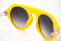 Prabal Gurung Sunglasses Women's Round Flat Top Yellow Acetate CAT2 Grey Gradient Lenses PG15C4SUN - WatchPilot