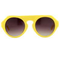 Prabal Gurung Sunglasses Women's Round Flat Top Yellow Acetate CAT2 Grey Gradient Lenses PG15C4SUN - WatchPilot