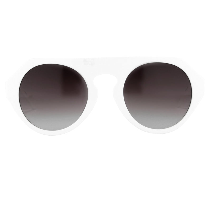 Prabal Gurung Sunglasses Women's Round White Acetate CAT2 Grey Gradient Lenses PG15C3SUN - WatchPilot