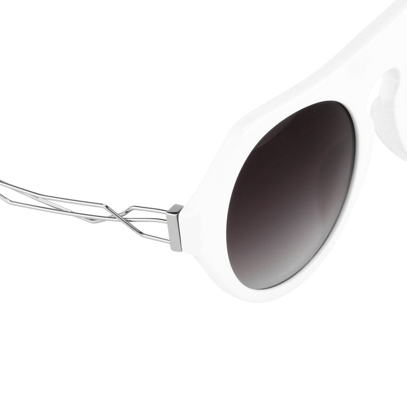 Prabal Gurung Sunglasses Women's Round White Acetate CAT2 Grey Gradient Lenses PG15C3SUN - WatchPilot