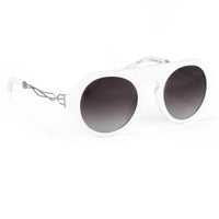 Prabal Gurung Sunglasses Women's Round White Acetate CAT2 Grey Gradient Lenses PG15C3SUN - WatchPilot