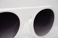 Prabal Gurung Sunglasses Women's Round White Acetate CAT2 Grey Gradient Lenses PG15C3SUN - WatchPilot