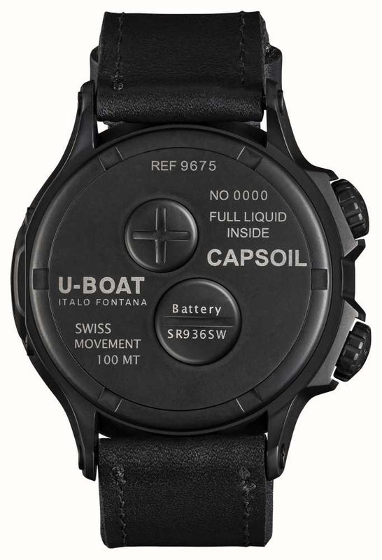 U-Boat Men's Watch Capsoil Doppiotempo 55mm Black Rehaut 9675