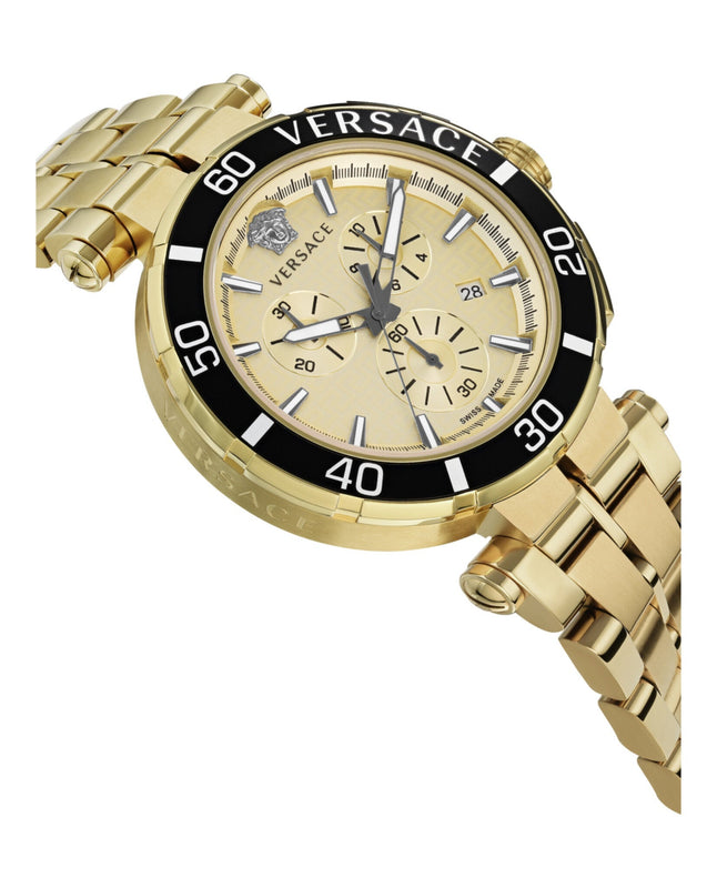 Versace Men's Watch 45mm Greca Chronograph Gold VE3L00622