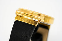 Versace Ladies Watch Greca Logo Gold Black Leather VEVH00320 - WatchPilot