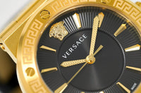 Versace Ladies Watch Greca Logo Gold Black Leather VEVH00320 - WatchPilot