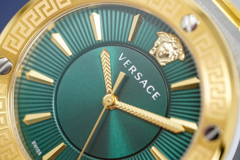 Versace Ladies Watch Greca Logo Two-Tone Green VEVH00720 - WatchPilot