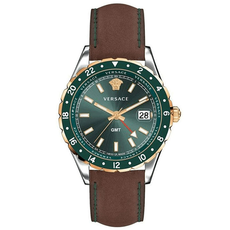 Versace Men's Watch Hellenyium GMT Green Leather V11090017 - WatchPilot