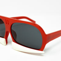 Walter Van Beirendonck Sunglasses Special Frame Red/Beige Bone and Grey Lenses - WVB7C1SUN - WatchPilot