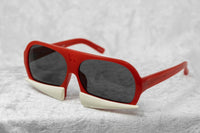 Walter Van Beirendonck Sunglasses Special Frame Red/Beige Bone and Grey Lenses - WVB7C1SUN - WatchPilot