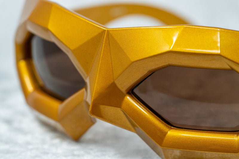 Walter Van Beirendonck Sunglasses Special Frame Shiny Gold and Brown Lenses - WVB2C10SUN - WatchPilot