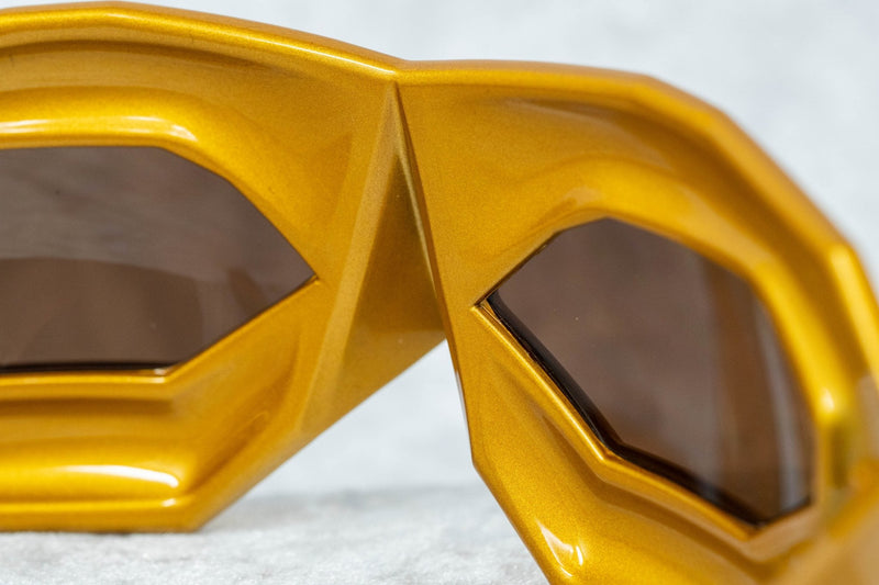 Walter Van Beirendonck Sunglasses Special Frame Shiny Gold and Brown Lenses - WVB2C10SUN - WatchPilot