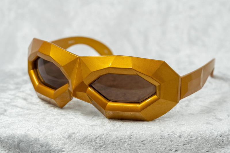 Walter Van Beirendonck Sunglasses Special Frame Shiny Gold and Brown Lenses - WVB2C10SUN - WatchPilot