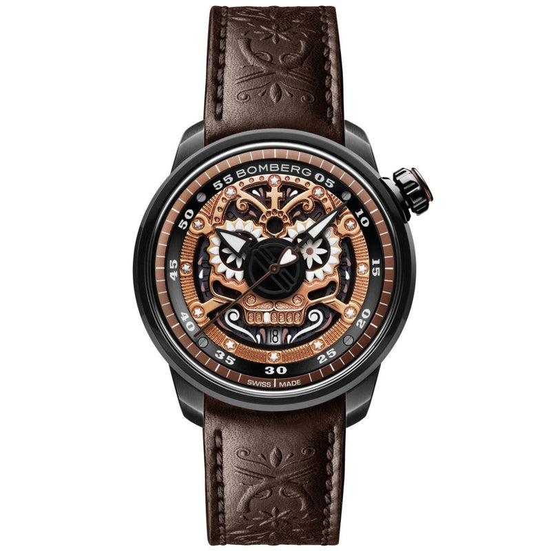 Watches - Bomberg BB-01 Automatic Mariachi Skull Men's Brown Watch CT43ASPGD.24-1.11