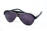 Yohji Yamamoto Unisex Sunglasses Black/Gold and Dark Purple Lenses Category 4 - YY11ASTRONAUTC1SUN - WatchPilot