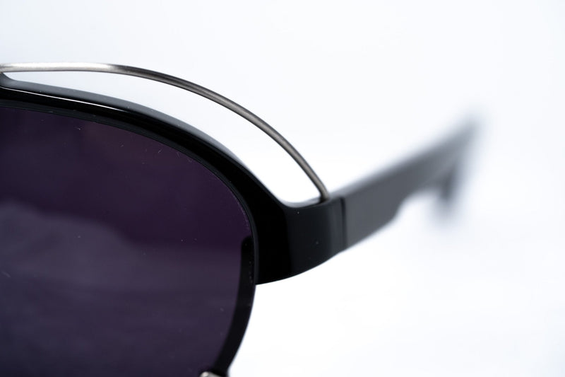 Yohji Yamamoto Unisex Sunglasses Black/Silver and Dark Purple Lenses Category 4 - YY11ASTRONAUTC2SUN - WatchPilot