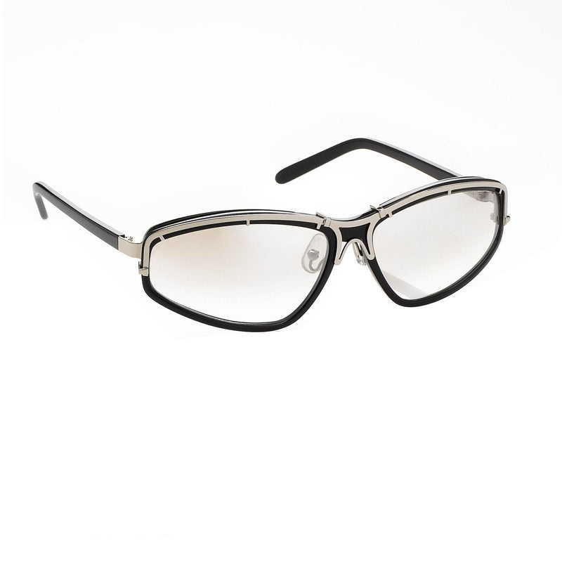 Yohji Yamamoto Unisex Sunglasses Rectangular Black and Light Brown Mirror Graduated Lenses - 9YY900C1BLACK - WatchPilot