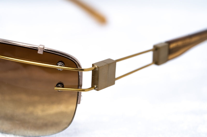 Yohji Yamamoto Unisex Sunglasses Rectangular Gold and Brown Graduated Lenses - 9YY100C3ANTIQUEGOLD - WatchPilot