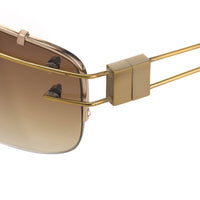 Yohji Yamamoto Unisex Sunglasses Rectangular Gold and Brown Graduated Lenses - 9YY100C3ANTIQUEGOLD - WatchPilot