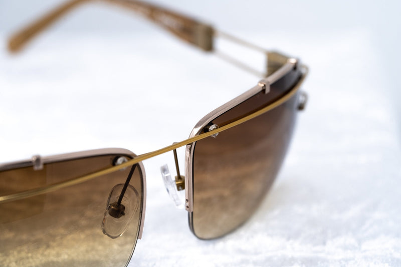 Yohji Yamamoto Unisex Sunglasses Rectangular Gold and Brown Graduated Lenses - 9YY100C3ANTIQUEGOLD - WatchPilot