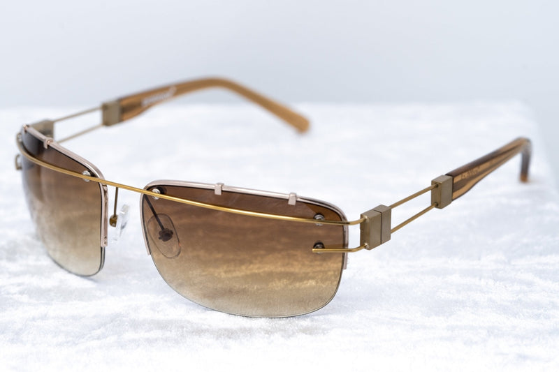 Yohji Yamamoto Unisex Sunglasses Rectangular Gold and Brown Graduated Lenses - 9YY100C3ANTIQUEGOLD - WatchPilot