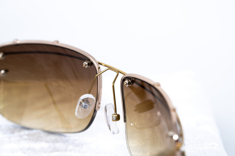 Yohji Yamamoto Unisex Sunglasses Rectangular Gold and Brown Graduated Lenses - 9YY100C3ANTIQUEGOLD - WatchPilot