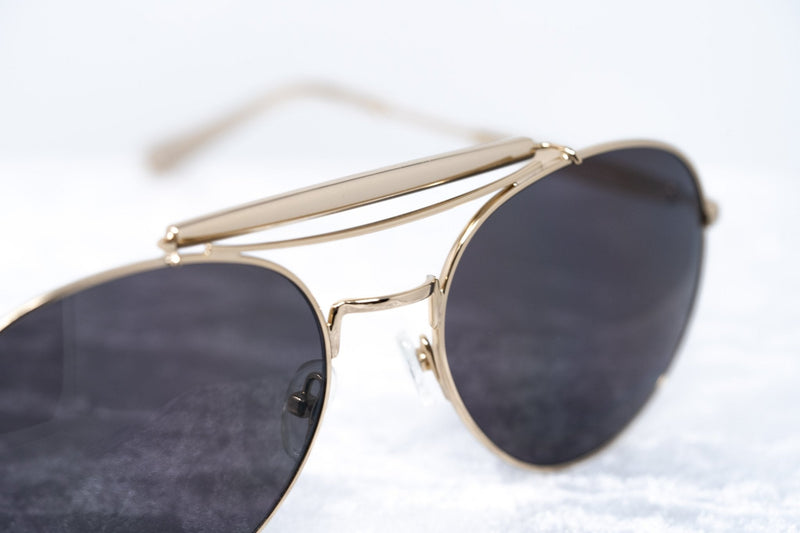 Yohji Yamamoto Unisex Sunglasses Round Gold and Dark Grey Lenses Category 3 - YY12RIDERC2SUN - WatchPilot