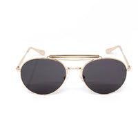 Yohji Yamamoto Unisex Sunglasses Round Gold and Dark Grey Lenses Category 3 - YY12RIDERC2SUN - WatchPilot