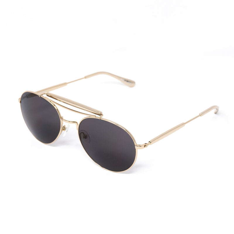 Yohji Yamamoto Unisex Sunglasses Round Gold and Dark Grey Lenses Category 3 - YY12RIDERC2SUN - WatchPilot