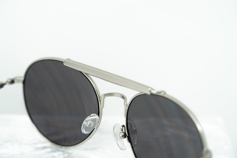 Yohji Yamamoto Unisex Sunglasses Round Silver and Dark Grey Lenses Category 3 - YY12RIDERC1SUN - WatchPilot