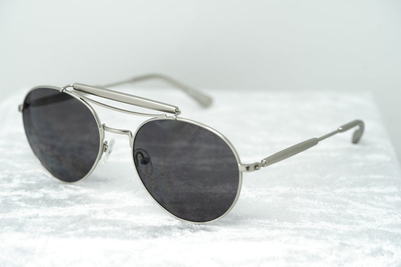 Yohji Yamamoto Unisex Sunglasses Round Silver and Dark Grey Lenses Category 3 - YY12RIDERC1SUN - WatchPilot