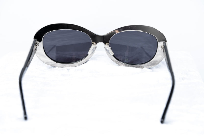 Yohji Yamamoto Women Sunglasses Cat Eye Black/Silver and Grey Lenses - 9YYHDRAGONFLYC1BLK - WatchPilot