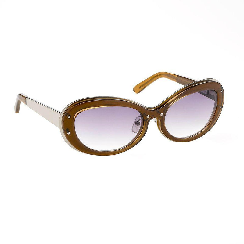 Yohji Yamamoto Women Sunglasses Cat Eye Brown/Silver and Grey Graduated Lenses - 9YYHDRAGONFLYC2BWN - WatchPilot