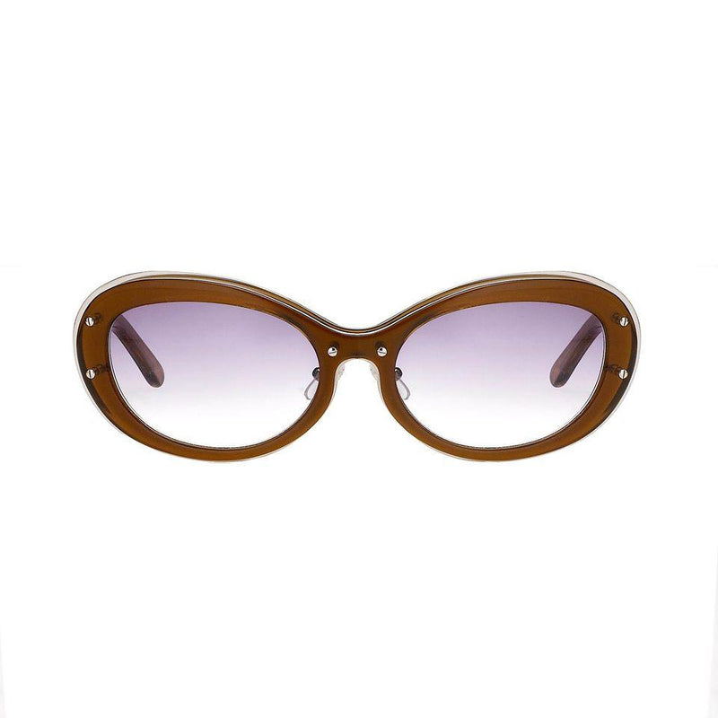 Yohji Yamamoto Women Sunglasses Cat Eye Brown/Silver and Grey Graduated Lenses - 9YYHDRAGONFLYC2BWN - WatchPilot