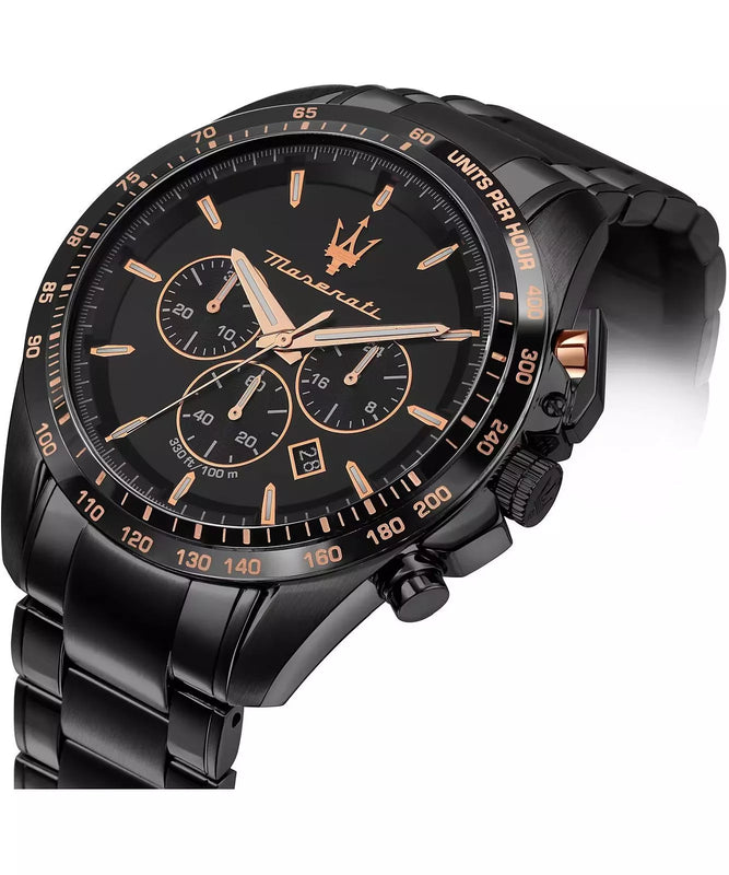 Maserati Traguardo Men's Black Chronograph Watch Bracelet Set R8873612050