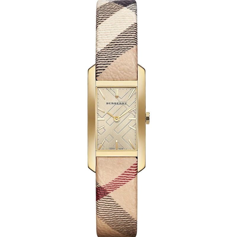 Analogue Watch - Burberry BU9509 Ladies The Pioneer Check Yellow Gold Watch