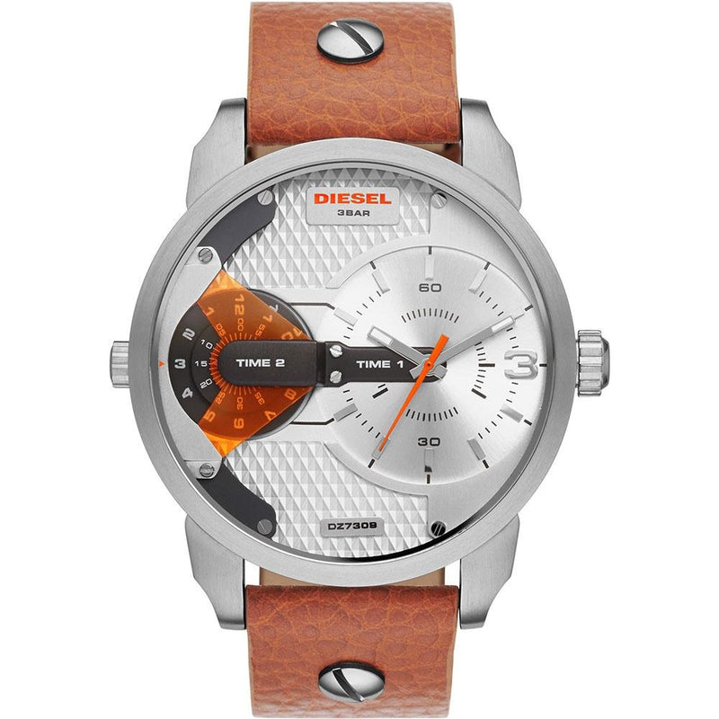 Analogue Watch - Diesel DZ7309 Men's Mini Daddy Silver Brown Watch