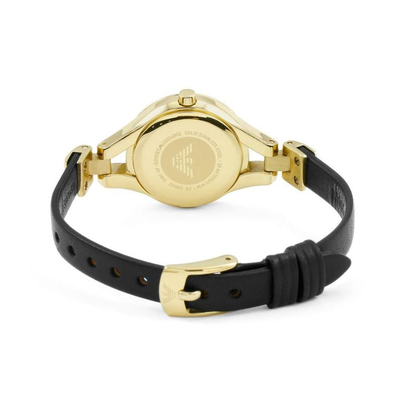 Analogue Watch - Emporio Armani AR7405 Ladies Black Dial Gold Watch