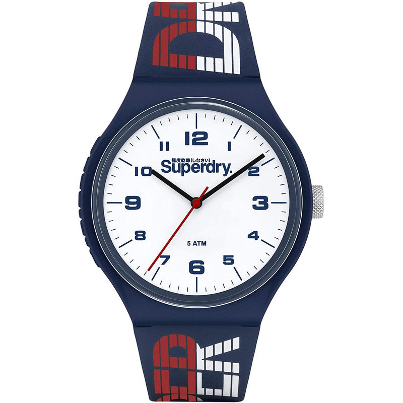Analogue Watch - Men’s Urban XL Racing Blue/White-Red Rubber Strap Superdry Watch SYG269UW